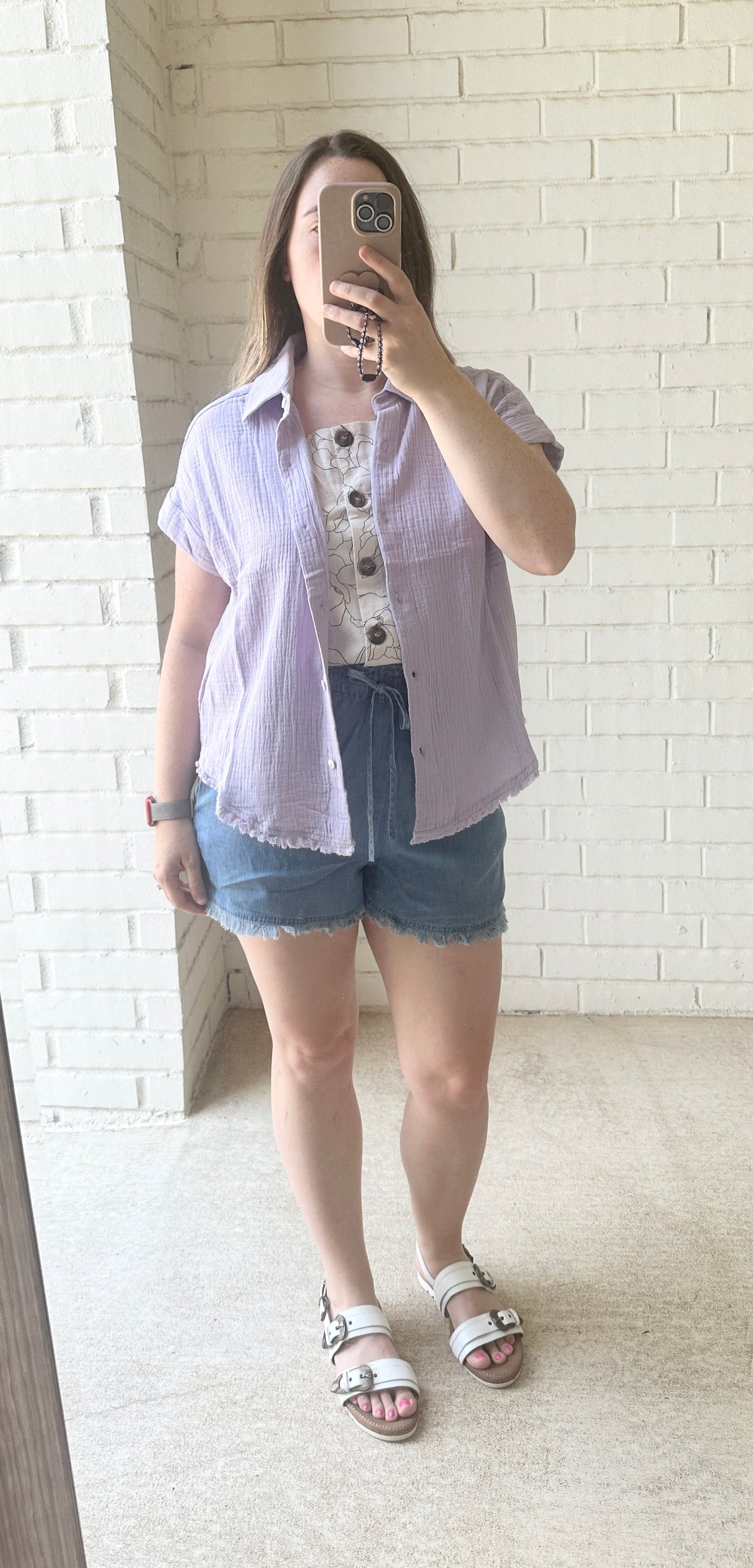 Breezy Lavender Button Up Top