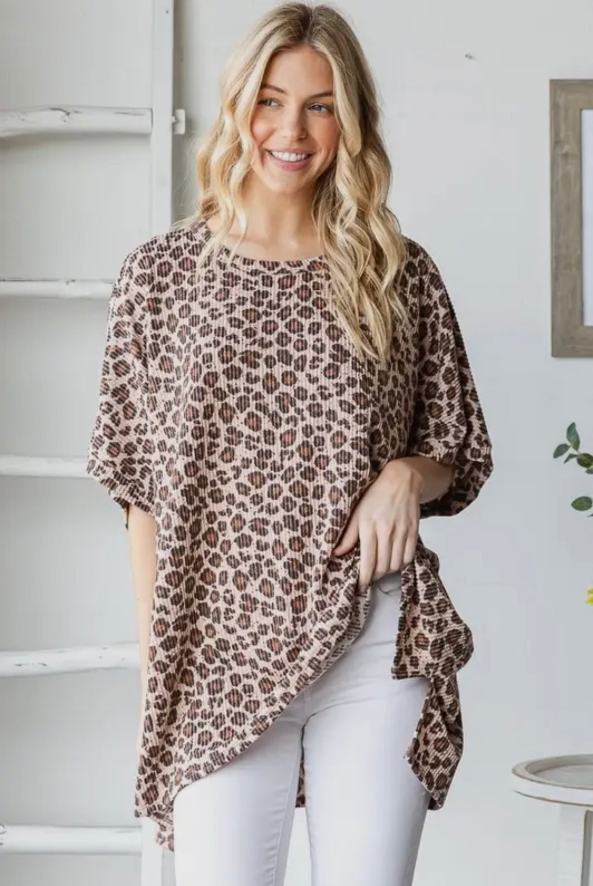 Priscilla Oversized Leopard Top