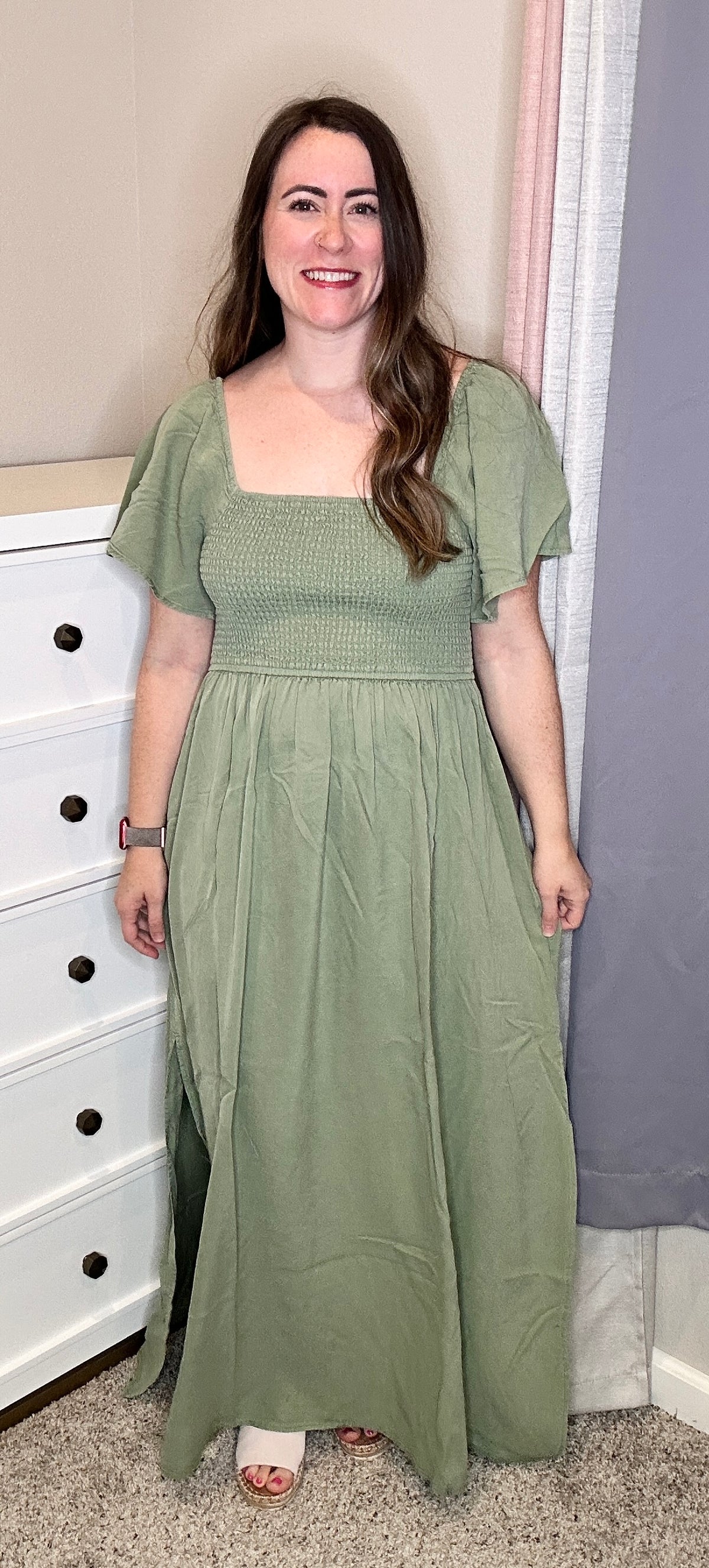 Everly Green Smocked Maxi Dress SullyChic Everly Green Smocked Maxi Dress SullyChic