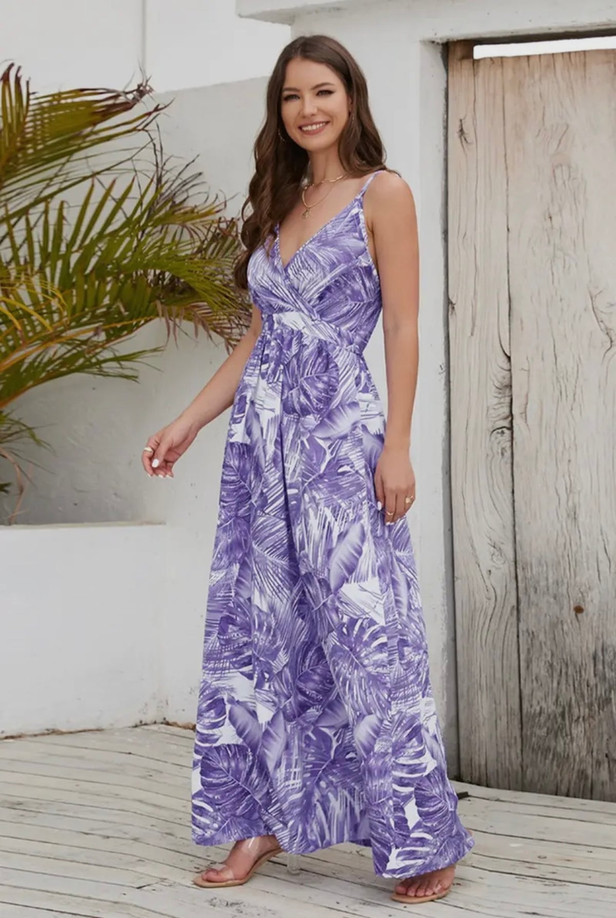 Purple & White Maxi Dress