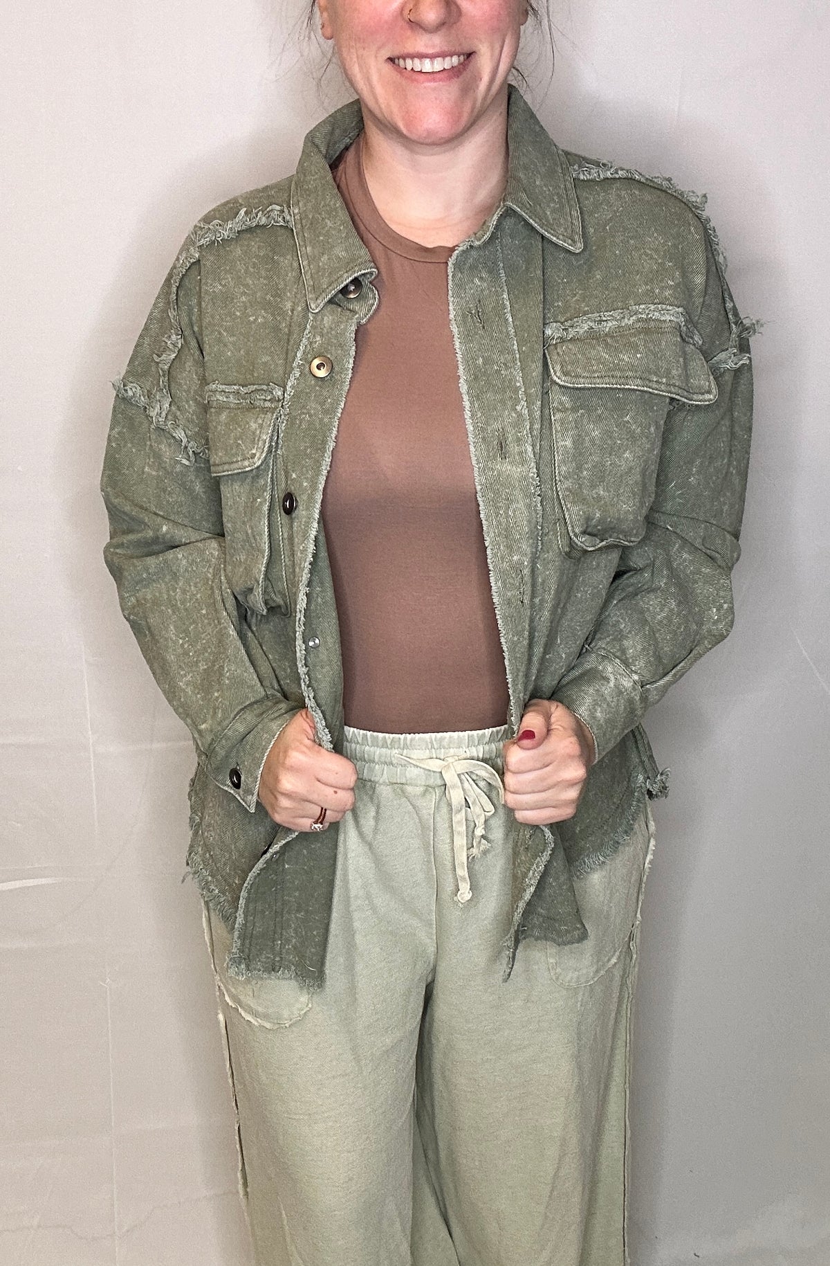 Dakota Olive Denim Jacket