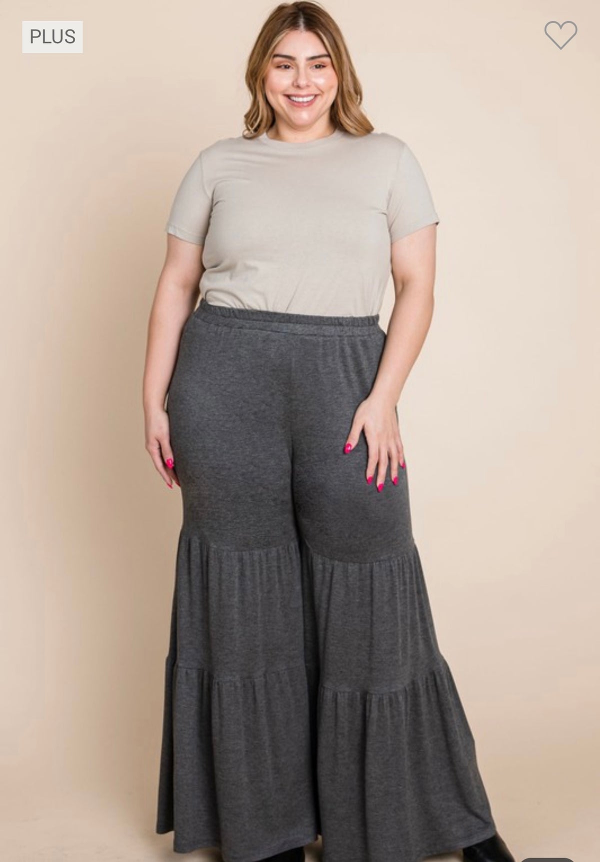 Charcoal French Terry Wide Leg Pants