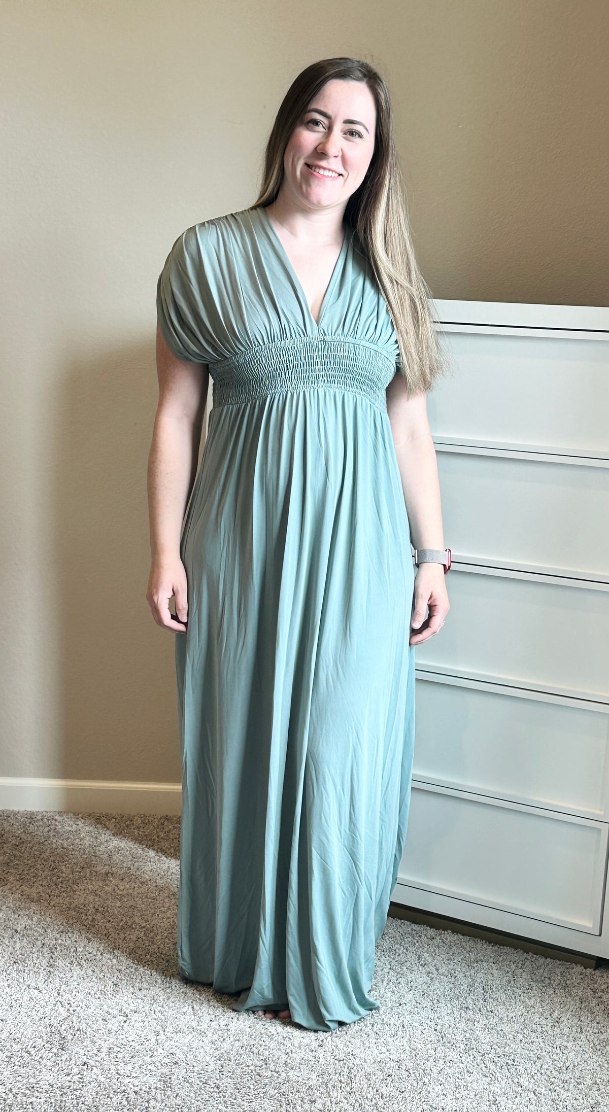 Sage Flowy Maxi Dress