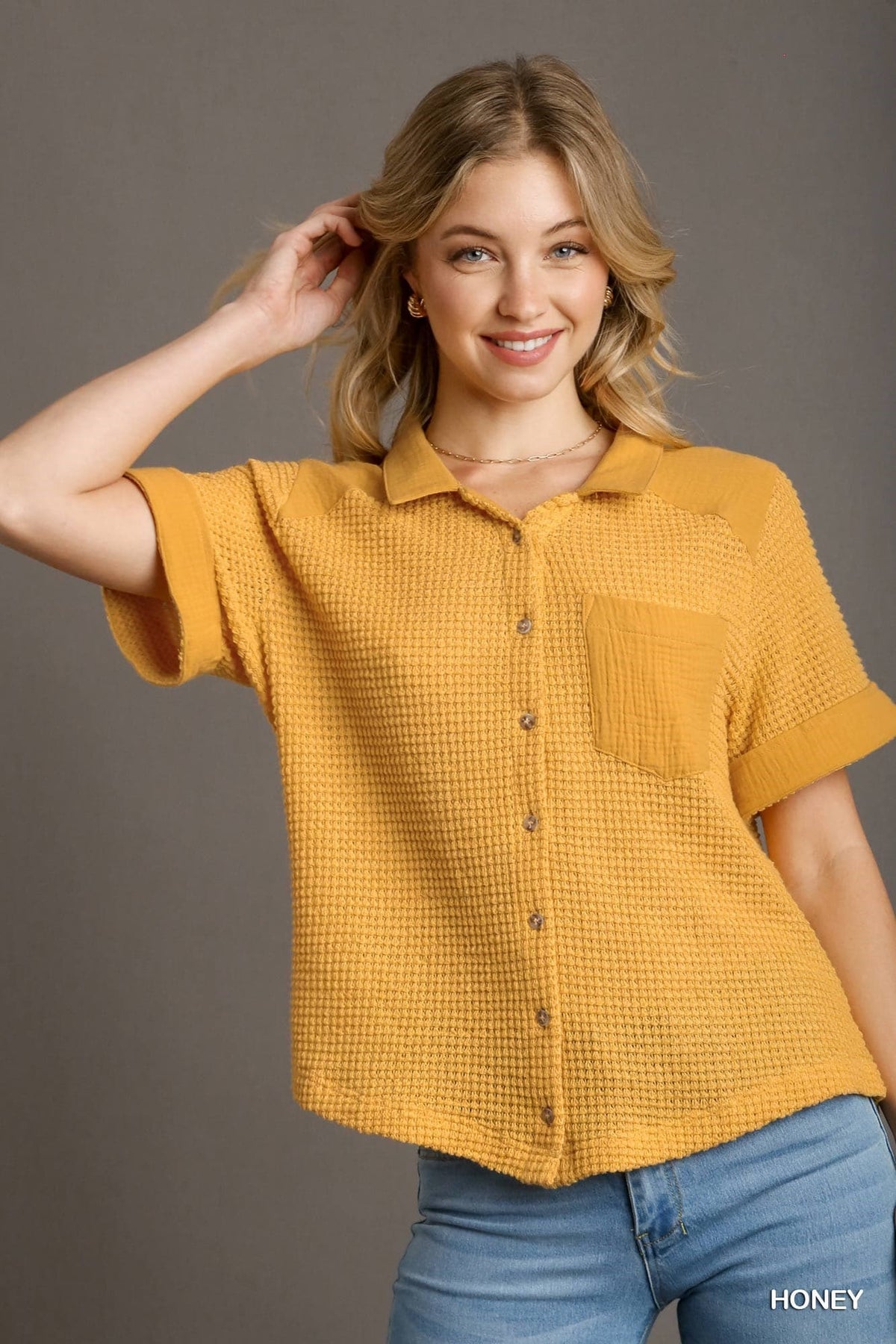 Poppy Waffle Top