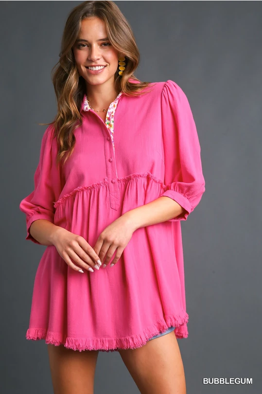 Bubblegum Linen Top