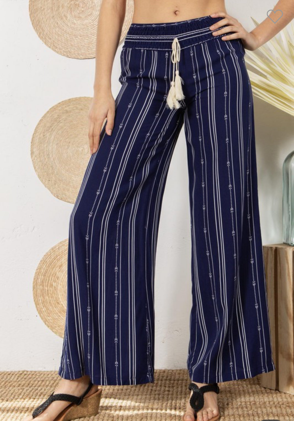 Blue Boho Wide Leg Palazzo Pants