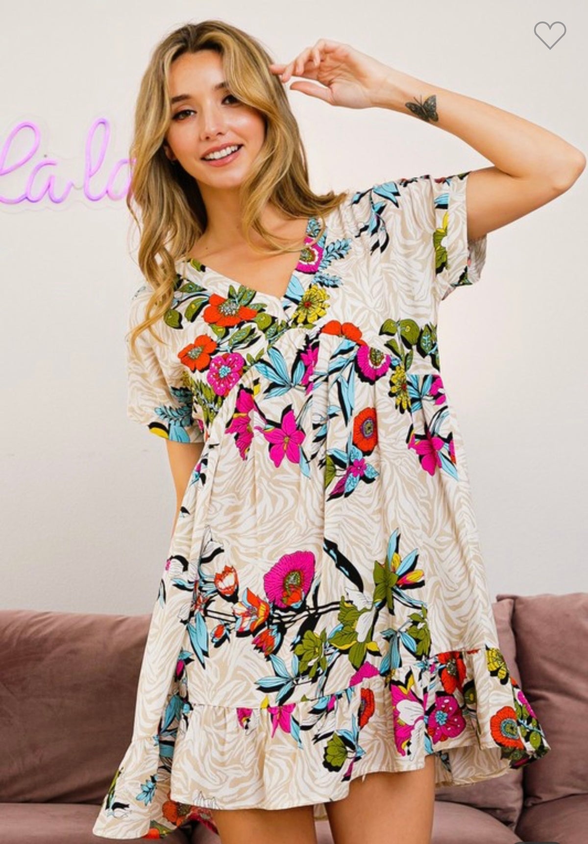 Floral Poplin Shirred Dress