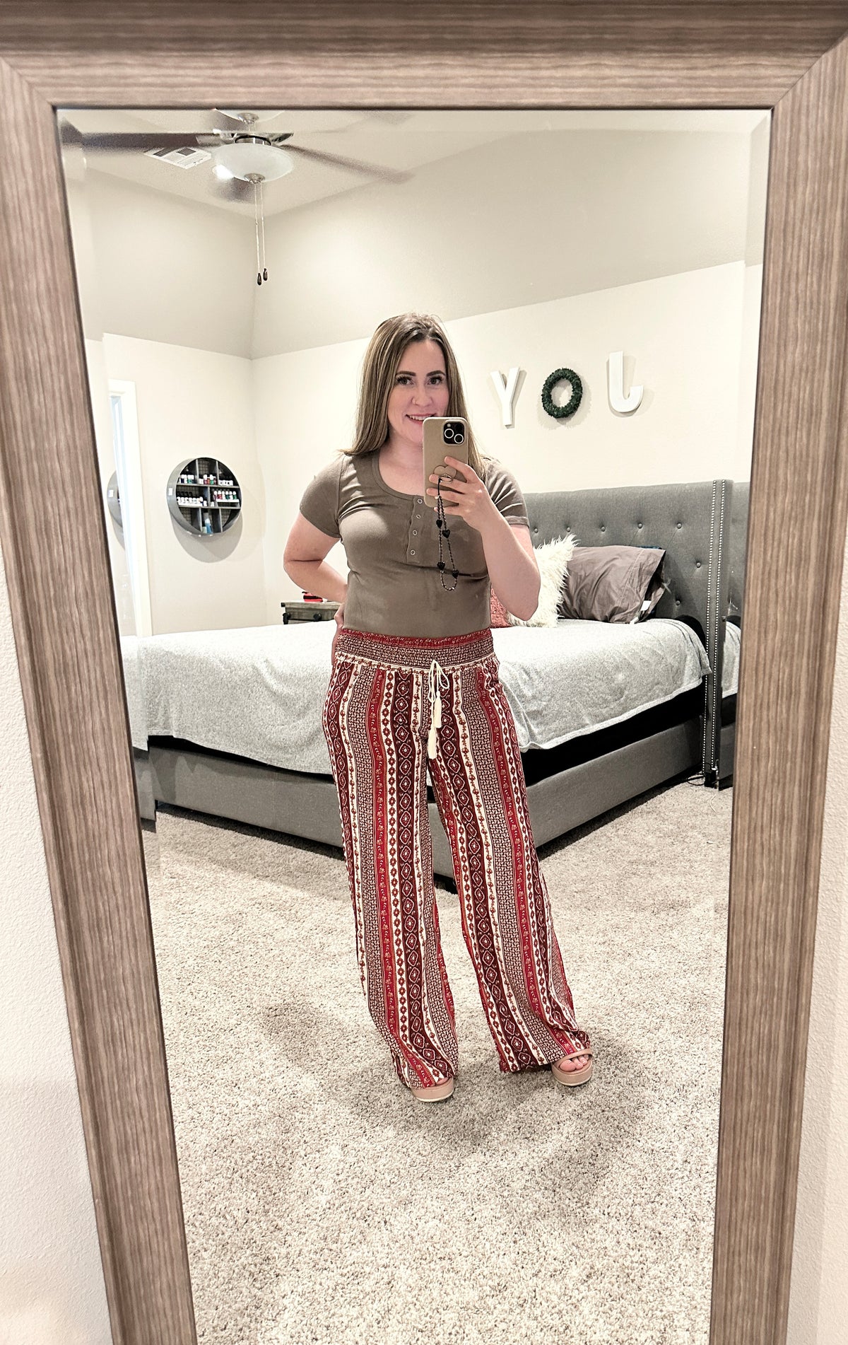 Red Boho Wide Leg Palazzo Pants