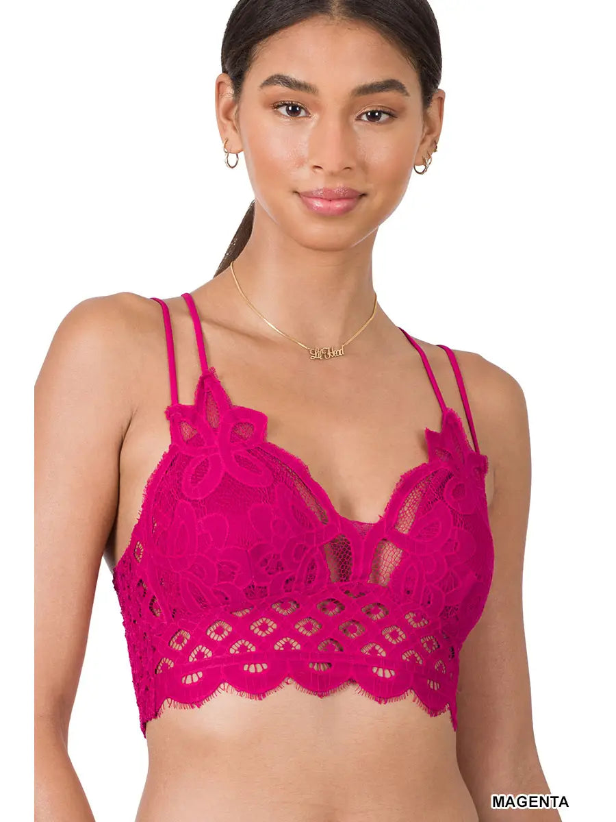 Crochet Lace Bralette With Bra Pads